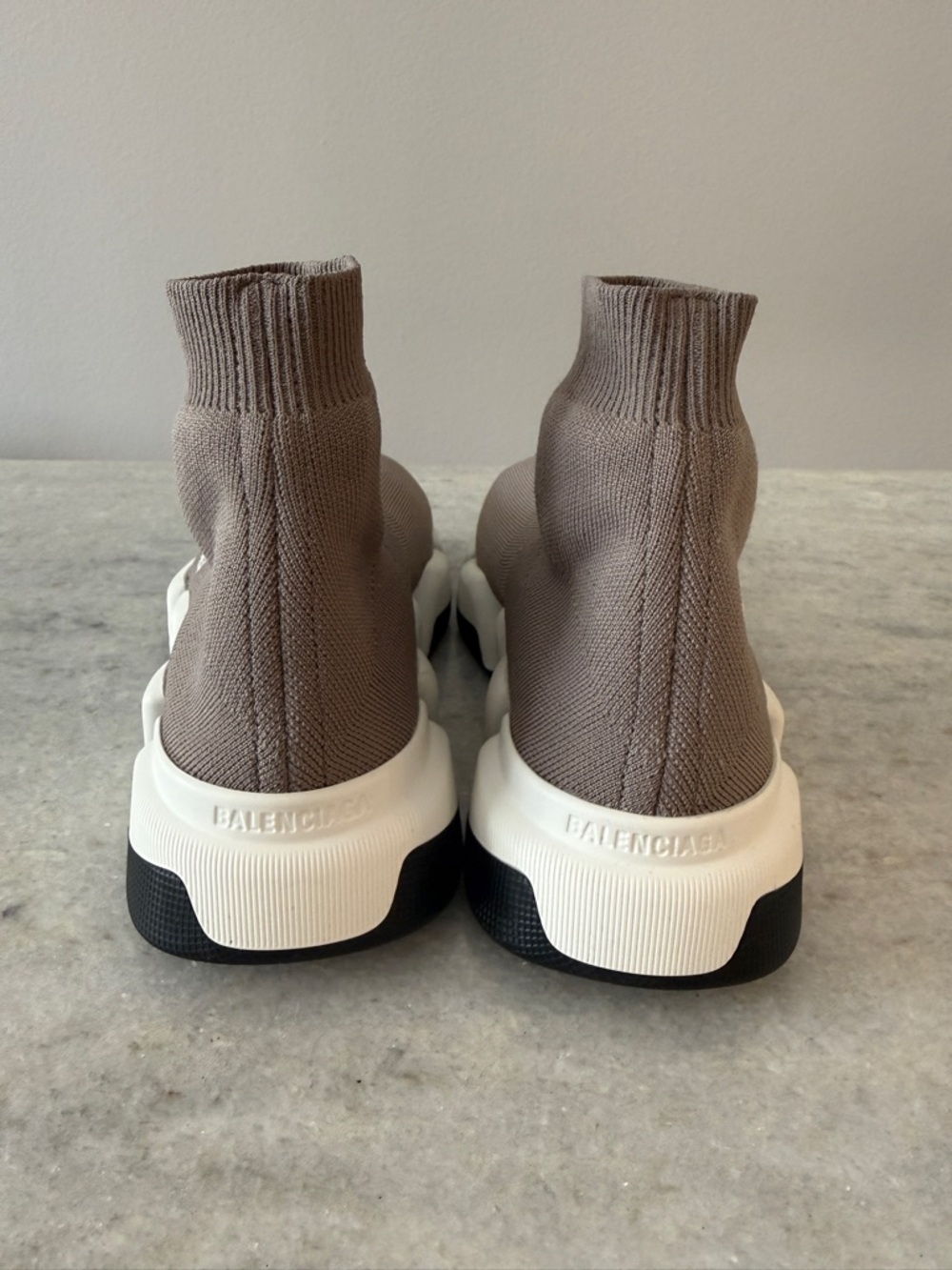 Balenciaga Taupe Grey Speed 2.0 LT - Knit Slip On Sock Sneakers - Picture 3 of 6